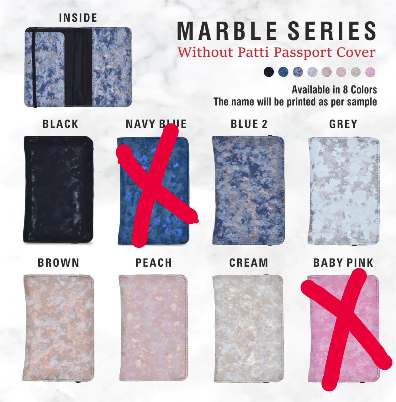 Personalized Marble Series Passport Cover with Name Embossing | Marble Texture Travel Passport Holder