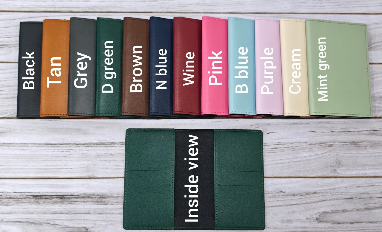 Personalized Faux Leather Passport Cover with Name Embossing | Slim Travel Passport Holder for Men & Women