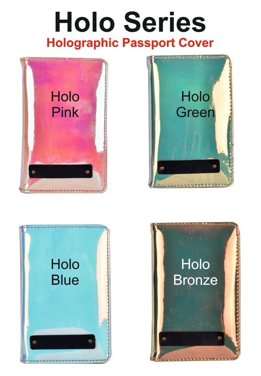 Personalized Holo Series Holographic Passport Cover with Name Embossing | Shiny Travel Passport Holder