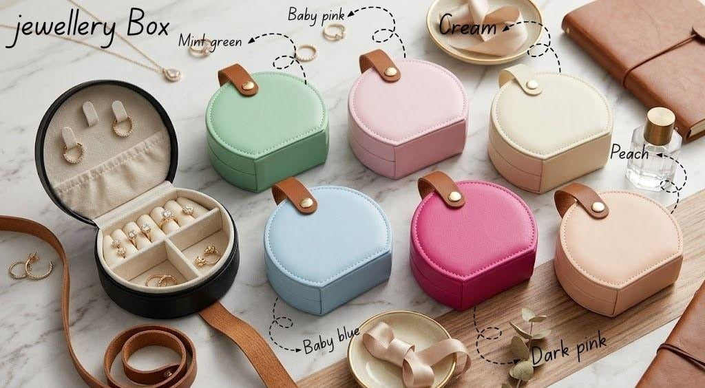 Personalized Jewellery Box with Name Customization | Travel Jewelry Organizer for Rings, Earrings & Accessories