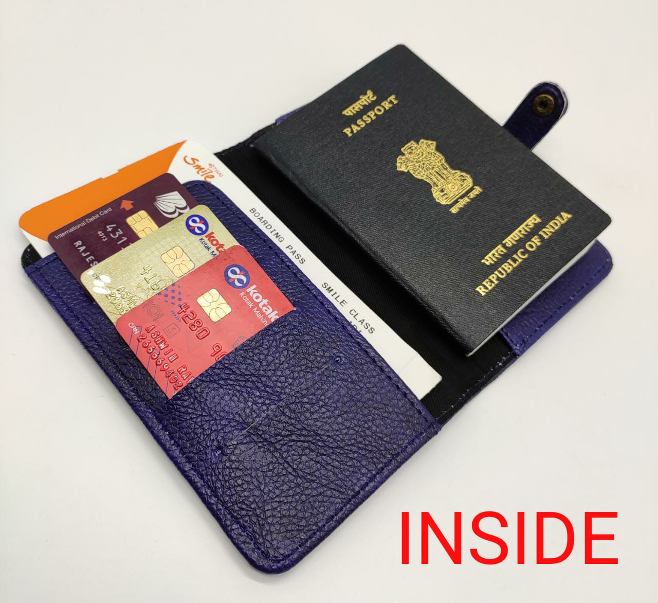 Personalized Button Series Passport Cover with Name Embossing & 2 Charms Included | PU Leather Travel Passport Holder