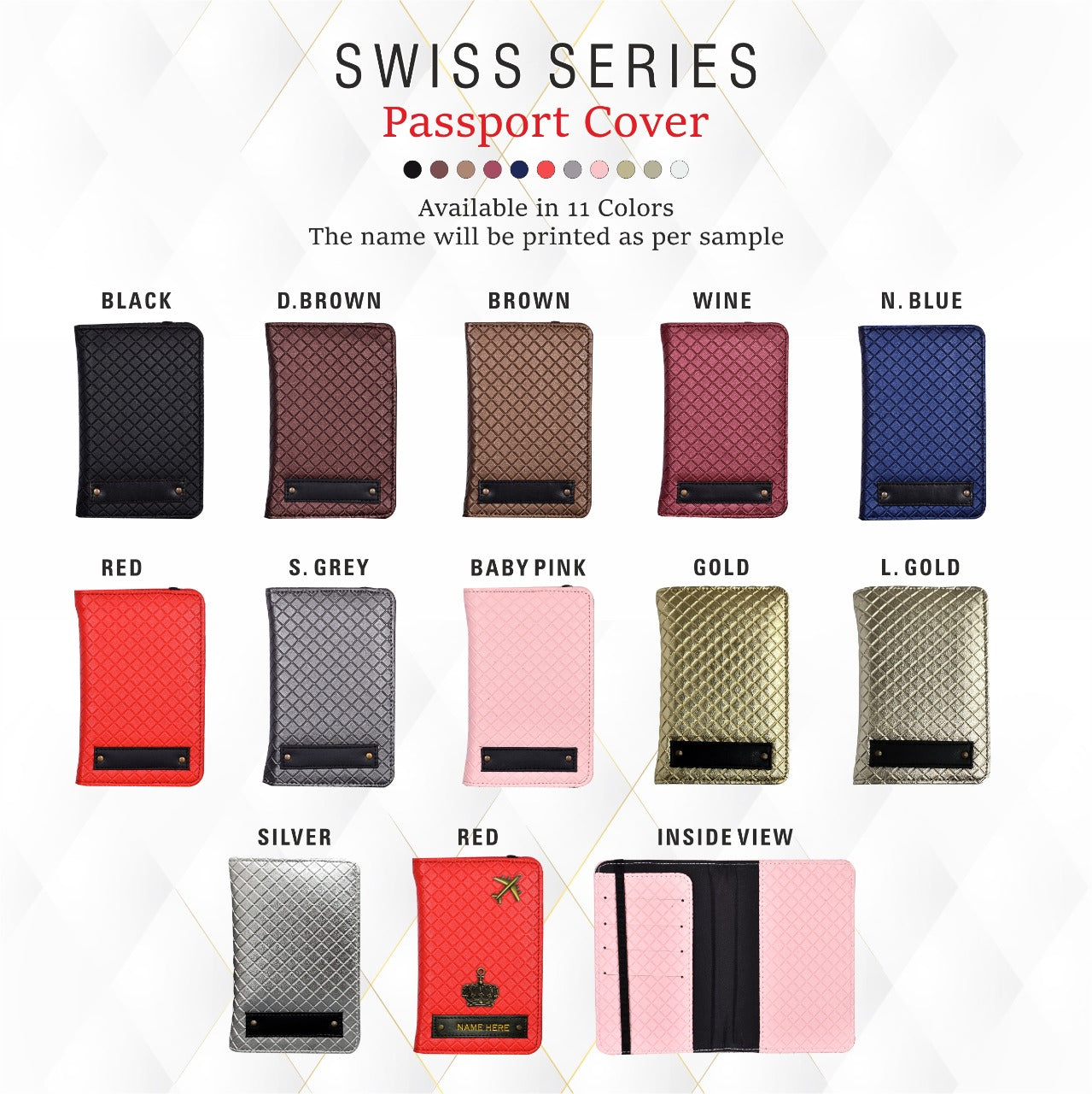 Personalized Swiss Series Passport Cover with Name Embossing | Textured Travel Passport Holder