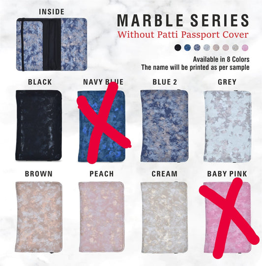 Personalized Marble Series Passport Cover with Name Embossing | Marble Texture Travel Passport Holder