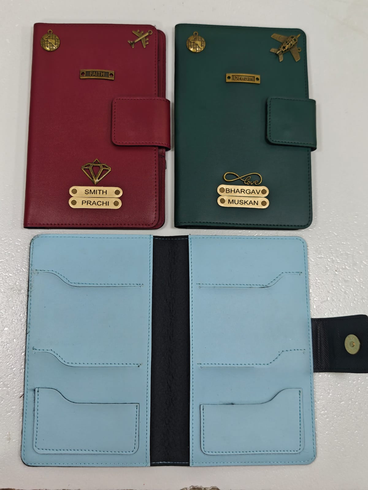 Personalized Family Series Passport Holder with Name Embossing | PU Leather Travel Wallet for Family Documents