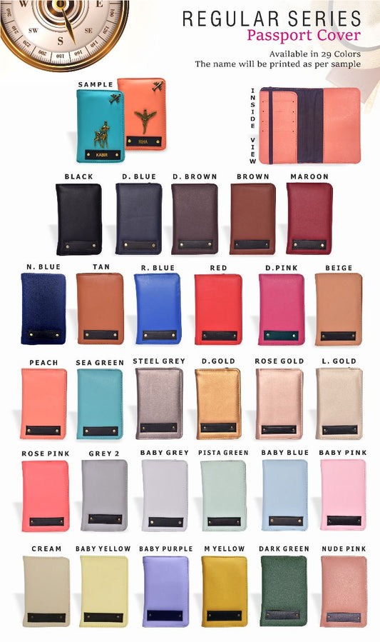 Personalized Regular Series Passport Cover with Name Embossing | Travel Passport Holder for Men & Women